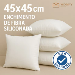 Kit Enchimento para almofada Refil 45x45cm Fibra Siliconada Macio