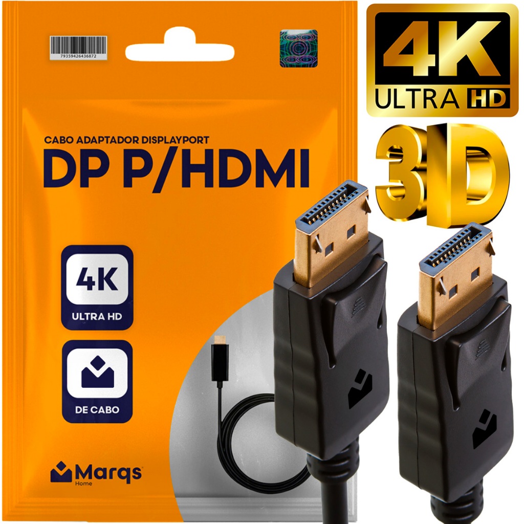 Cabo Adaptador Displayport Dp P/ Hdmi 4K 120Hz Full HD Blindado Ultra High Speed Premium para PC Monitor TV Projetor em Oferta na Shopee