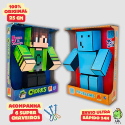 Kit 2 Bonecos Cadres + Problems Gamer Articulado Youtuber 25cm - Algazarra