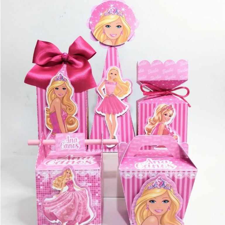 Kit Festa - Lembrancinhas Personalizada Barbie - Caixinhas Personalizadas - Papelaria Personalizada