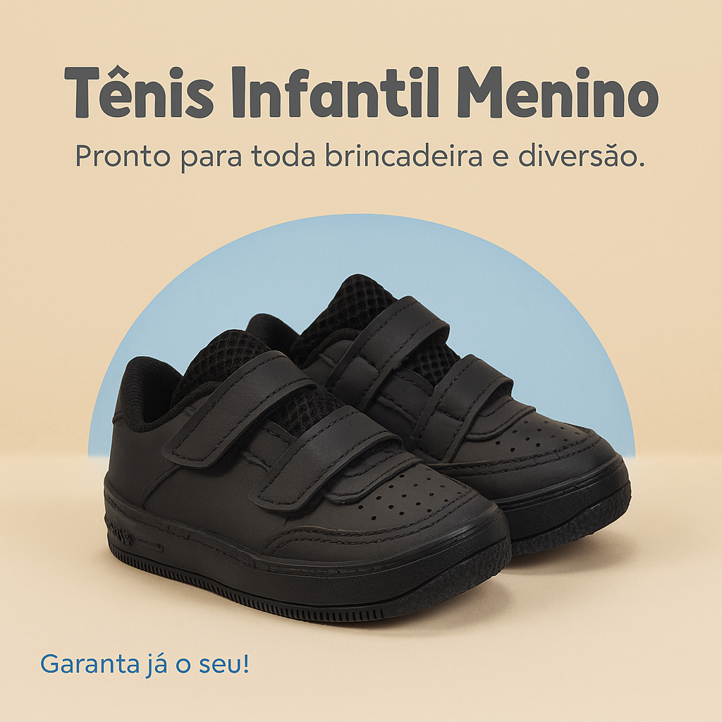 Tênis Infantil Menino Velcro – Leve, Seguro e Fácil de Calçar - Pronta Entrega