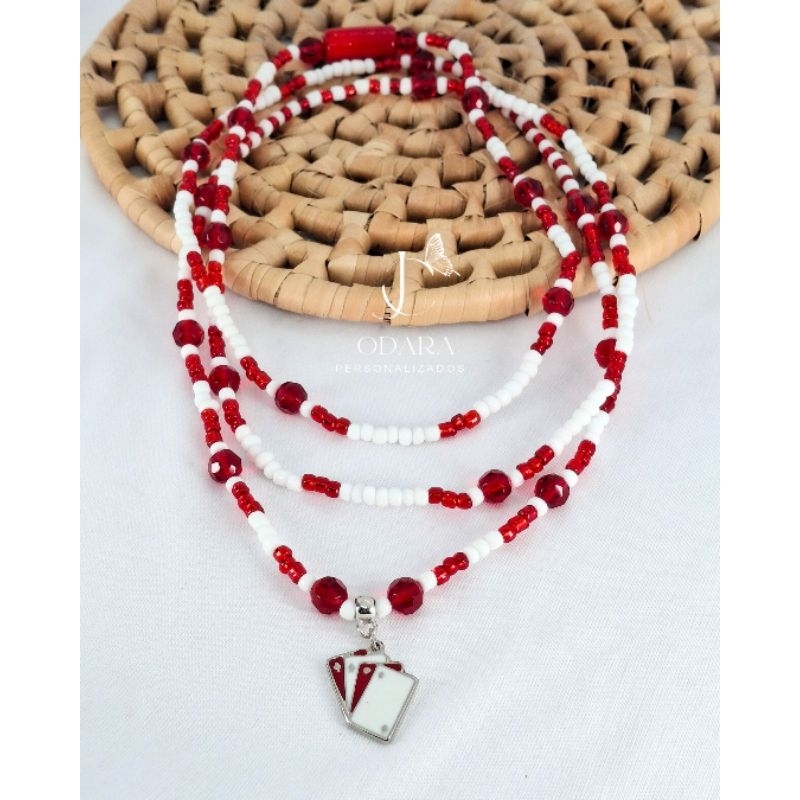 Guia Zé Pilintra / Malandro / Malandra miçanga branco e vermelho