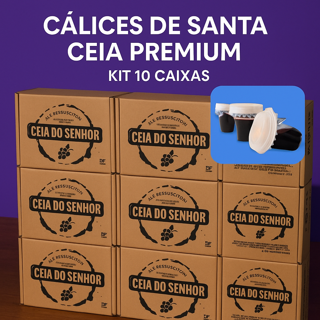 Cálices Santa Ceia Premium Kit 10 Caixas Suco De Uva integral + Pão Âzimo - QUALIDADE - PRATICIDADE - HIGIENE