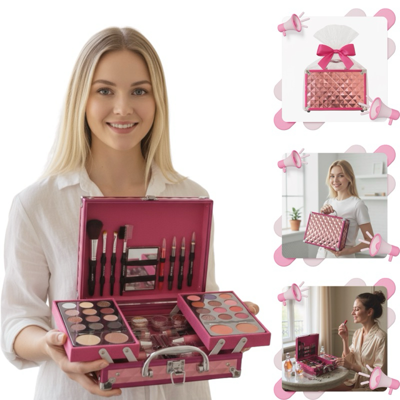 Maleta De Maquiagem Rosa Luxo Completa Profissional Oferta