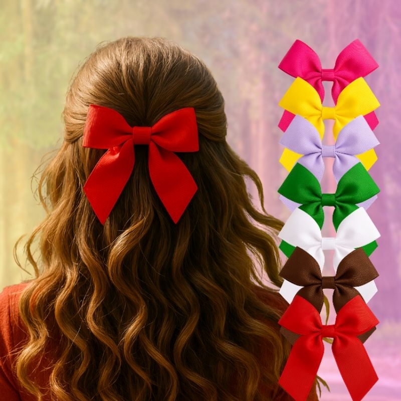 Laço de Fita Estilo Blogueira – Presilha de Cabelo Elegante com Bico de Pato