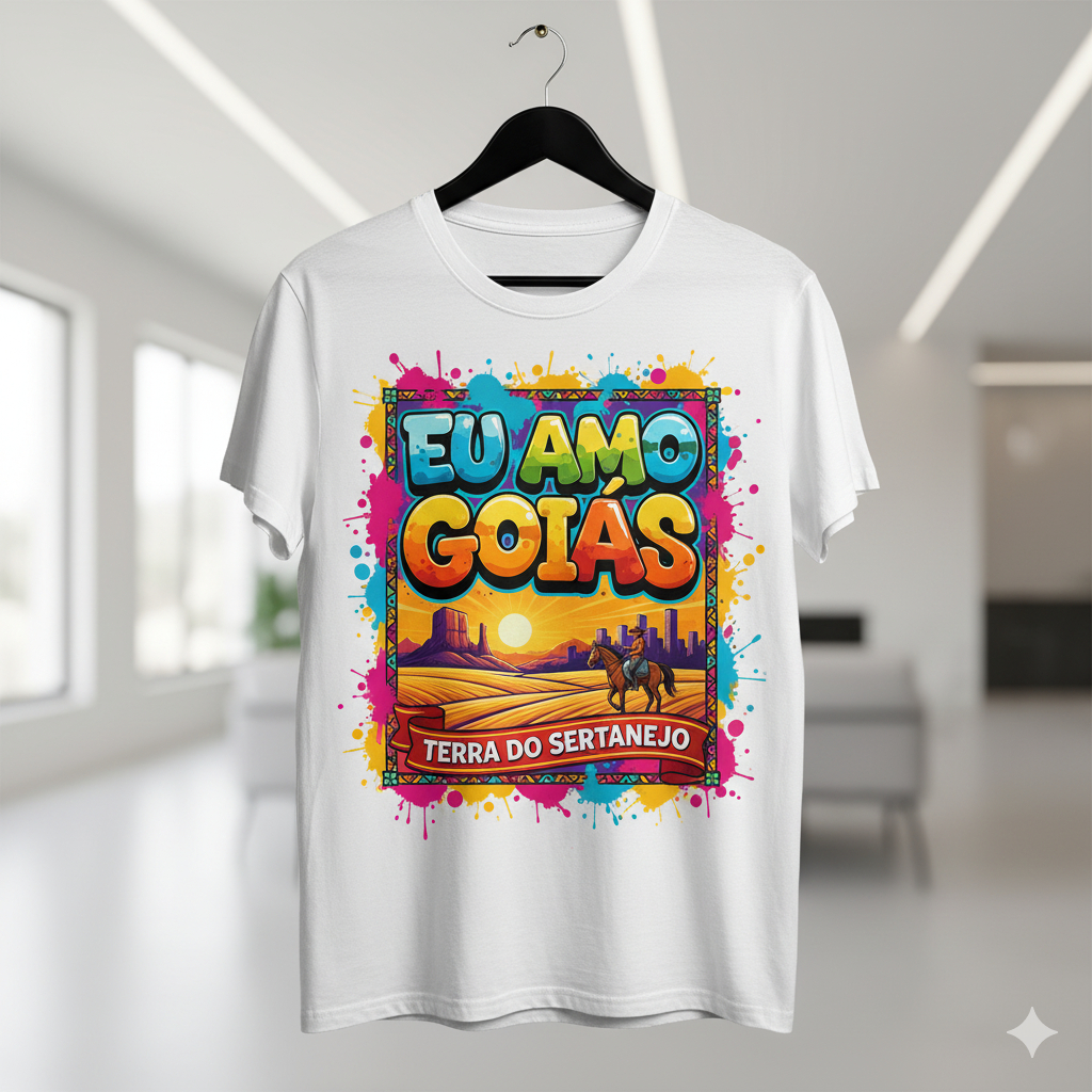 Camiseta Personalizada Eu Amo Meu Estado Região Centro-Oeste (Goiás,Mato Grosso, Mato Grosso do Sul, Distrito Federal)