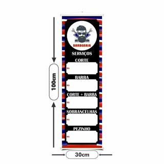 Banner Barbearia em Lona 1.00x30cm – Faixa Decorativa com Serviços e Preços em Oferta na Shopee