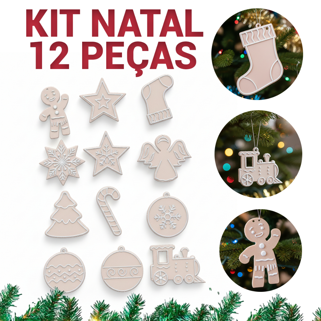 Enfeites Árvore de Natal Kit 12 Unidades Decoração Pendentes Pequenos Para Decorar Árvore de Natal (não acompanha linha)