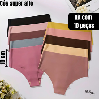 Kit 10 Calcinhas Cós Alto Sem Costura Corte a Laser Conforto Não Marca em Oferta na Shopee