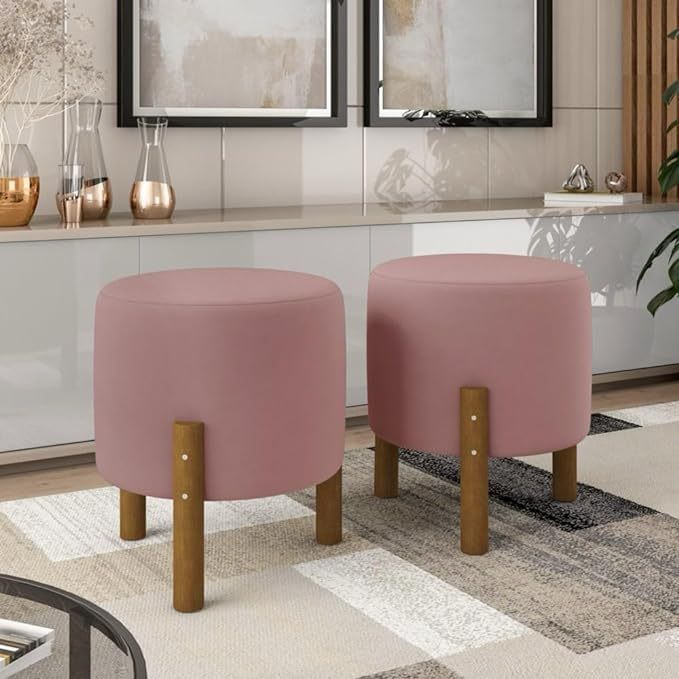 PC Móveis  Puff Redondo Luxo Decorativo em Linho ou Suede – Sala, Quarto e Escritório