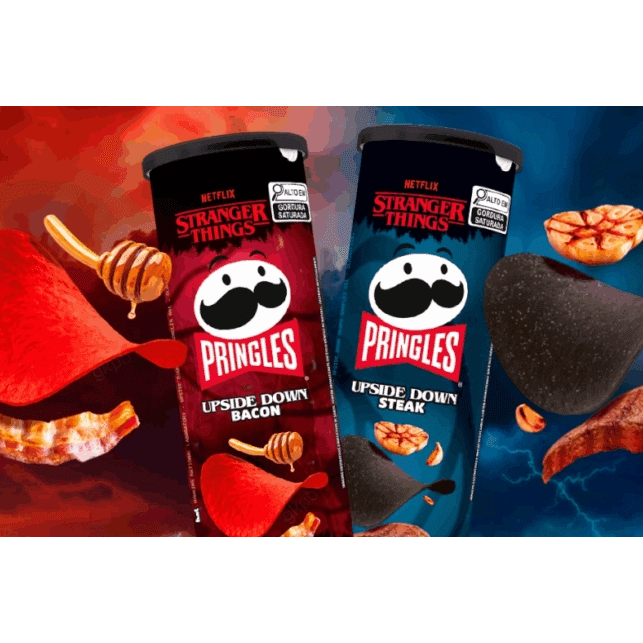 Batata Pringles Edição Netflix Stranger Things - Kit 2 unidades - Upside Down Bacon (bacon caramelizado) e Upside Down