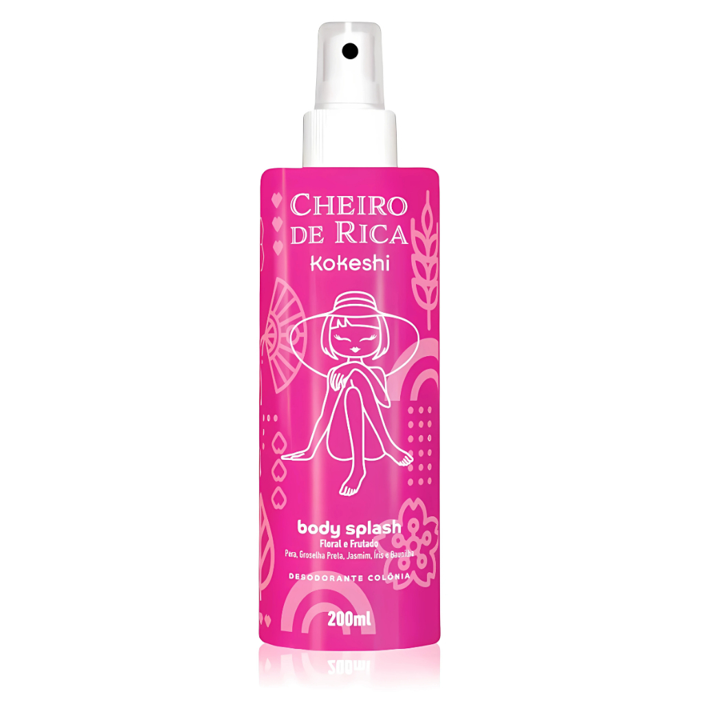 Body Splash Kokeshi Cheiro de Rica Perfume Desodorante Corporal Colonia Floral e Frutada 200ml