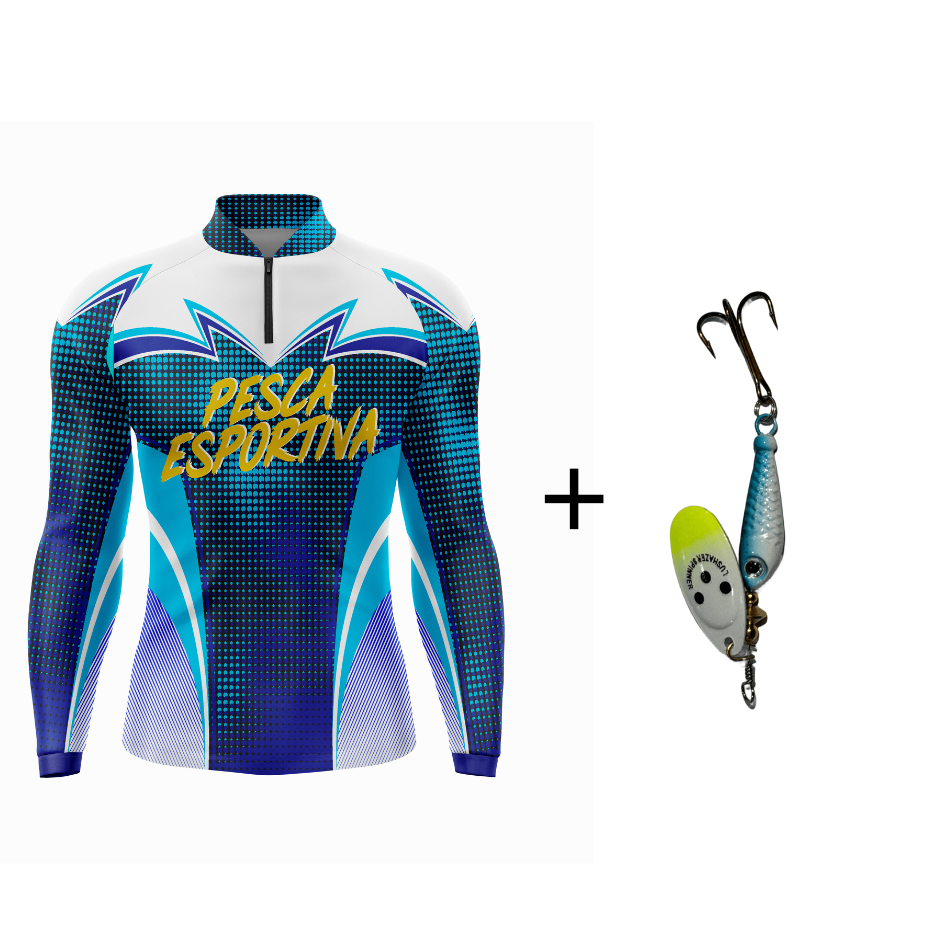 Camisa Camiseta Pescaria Proteção Solar Uv+50 SK83 + Isca Spinner Bait Superking