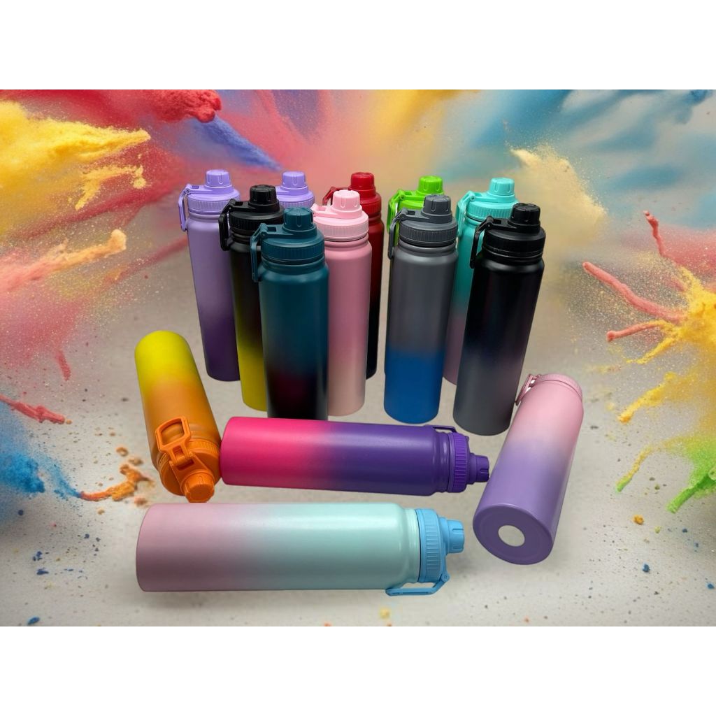 Novidade exclusiva Garrafa Térmica Esportiva Inox Gradiente 600 ml  800ml ou 1000ml – Bebida Quente e Gelada