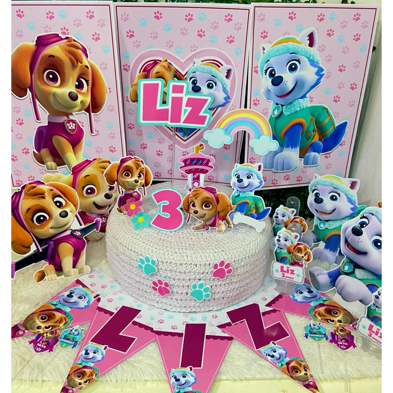 Kit Festa Infantil Personalizado | Só Um Bolinho | Decoração Aniversário | Patrulha Canina Skye