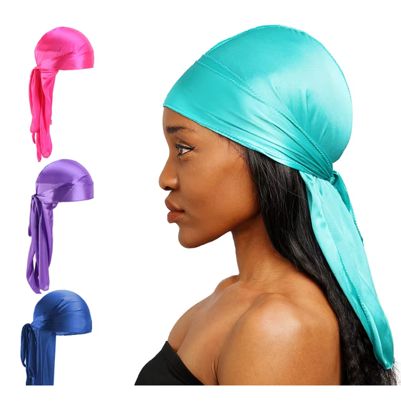 LENÇO DURAG Longo Respirável Sedoso Durag, Bandana, Cachecol, Chapéu do pirata, Turbante, Hijab, Novo