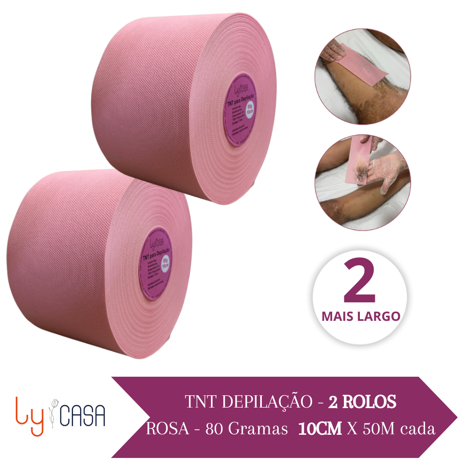 Kit Tnt Para Depilação 80g 10CM (2 Rolo Rosa) 50m Tecido Não Tecido Perlon Papel Depilatório em Oferta na Shopee