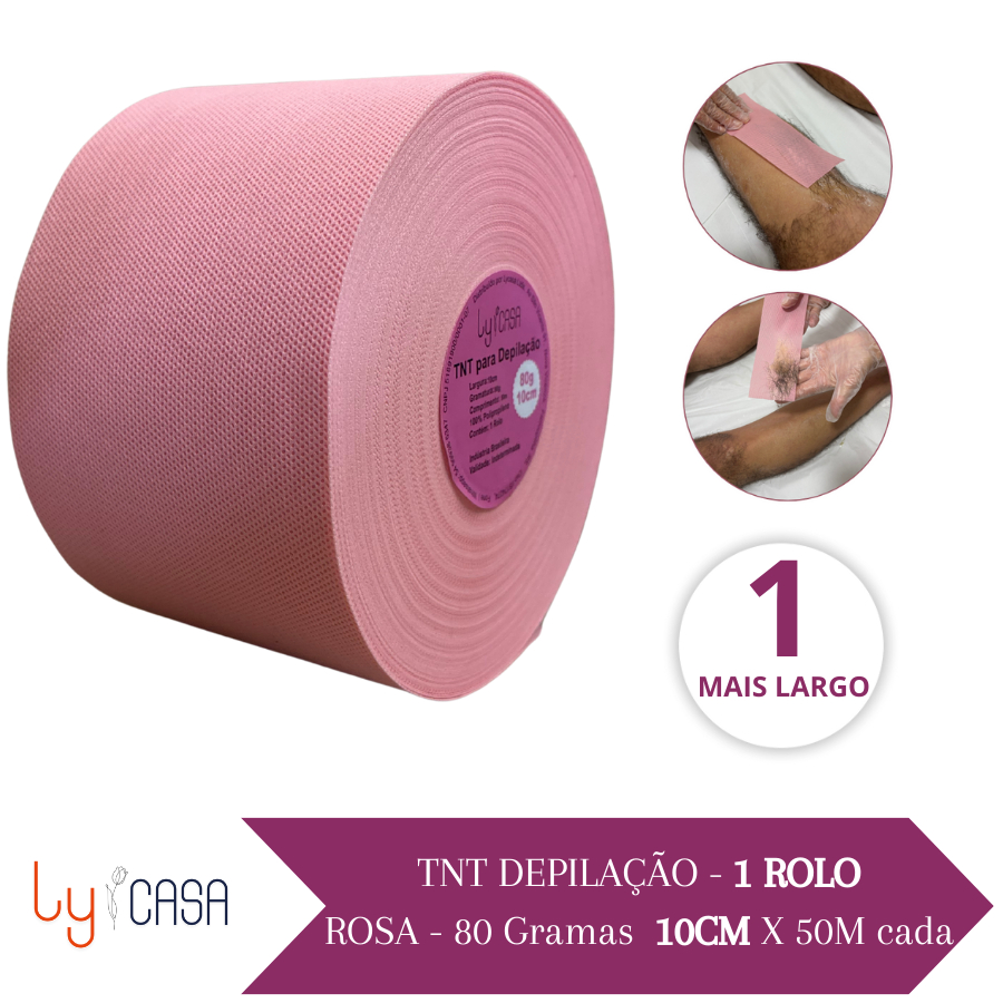Tnt Para Depilação 10CM-80g (1 Rolo Rosa) 50m