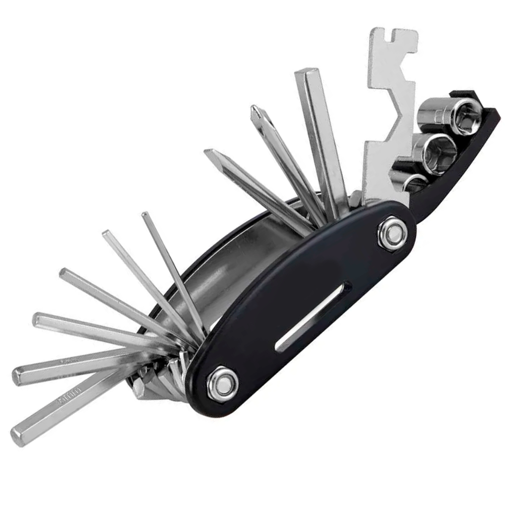 Chave Para Bike Bicicleta Tipo Canivete Com 15 Pontas Em Aço Inox Multiuso Camping Sobrevivência