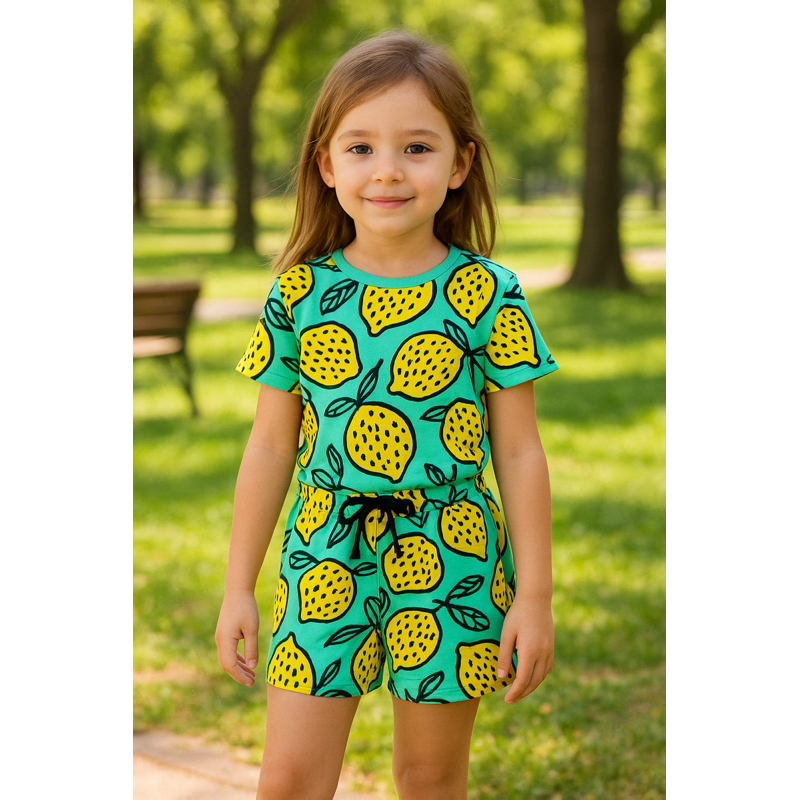Conjunto Confort Verão Infantil Short e Blusa Estampas Coloridas Tamanhos 1 a 10 anos