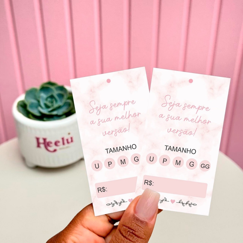 50/100 Tags Etiqueta De Roupa 9x5cm - Etiqueta Rosa - Frase Motivacional em Oferta na Shopee