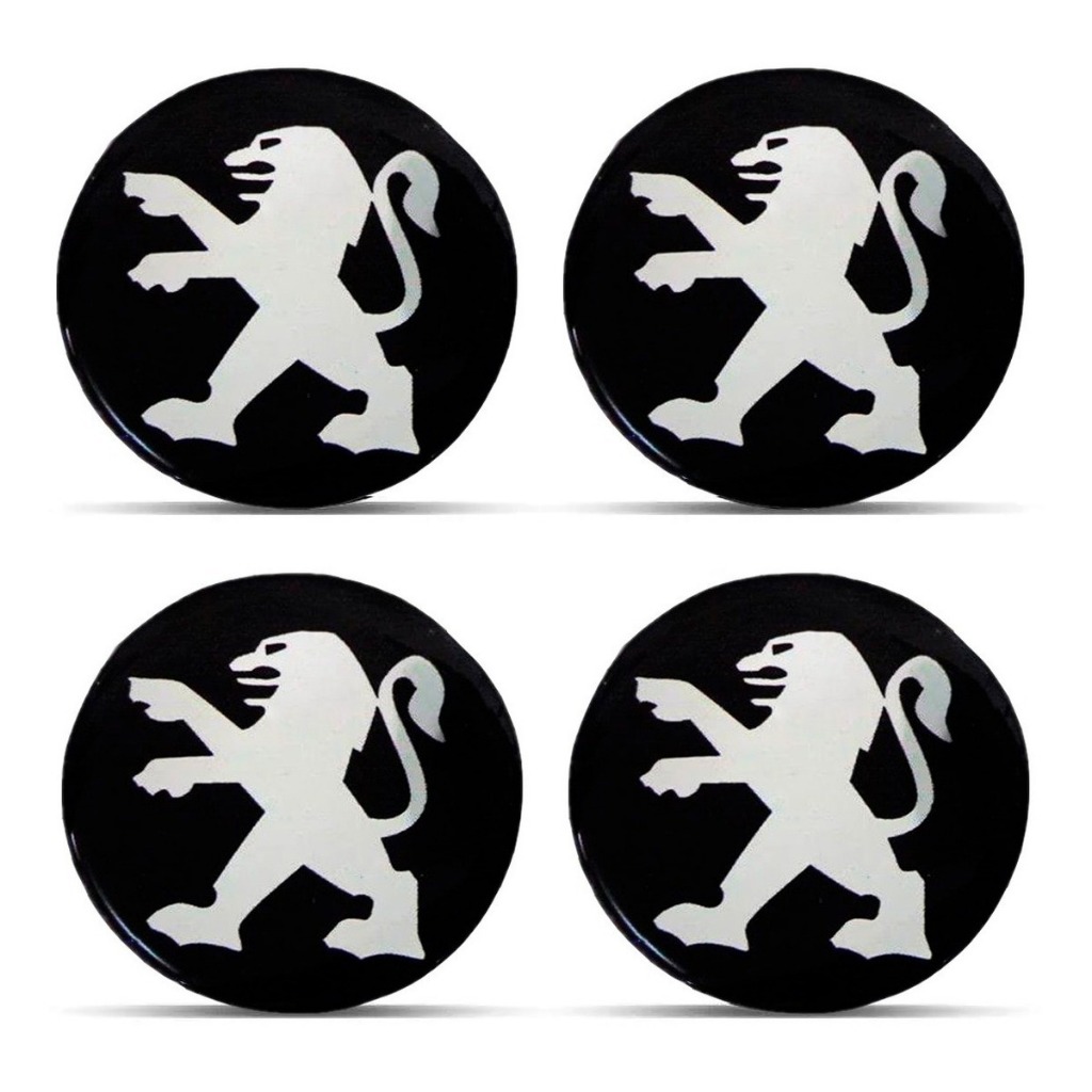 Jogo 4 Emblemas Adesivo Calotas Peugeot 207 48mm