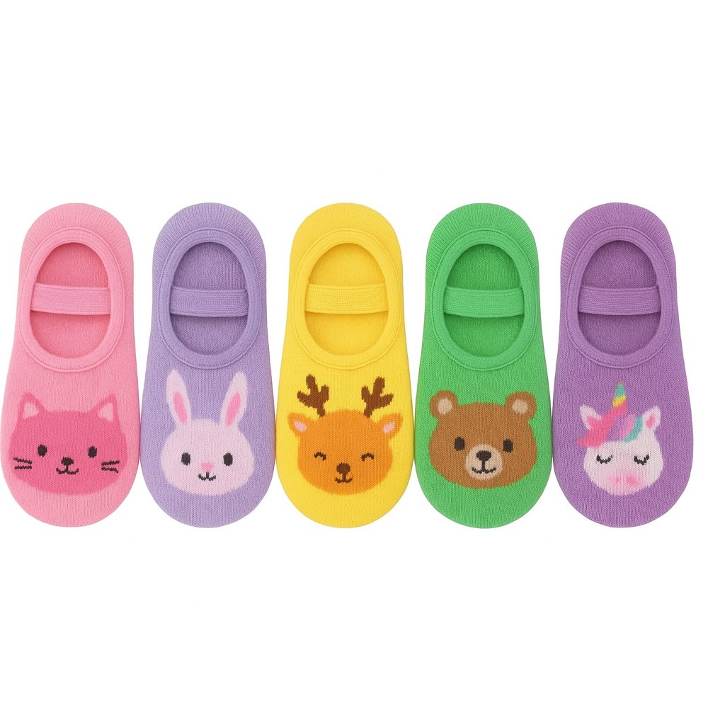Kit 1, 3 ou 5 Pares Meia Sapatilha Infantil Feminina Antiderrapante Menina Garota 0-10 Bebê Conforto