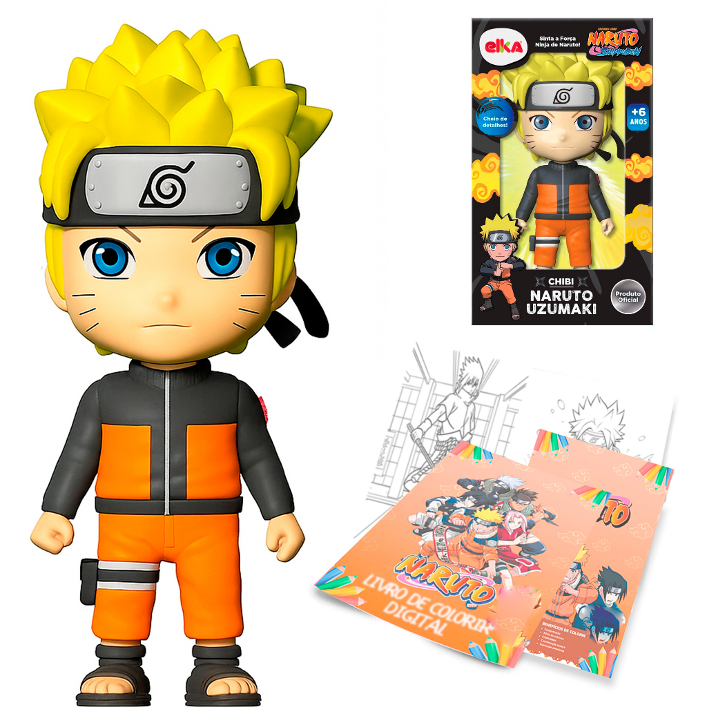 Boneco Naruto Uzumaki Chibi Série Colecionavel Brinquedos de Menino Action Figure 14cm Elka