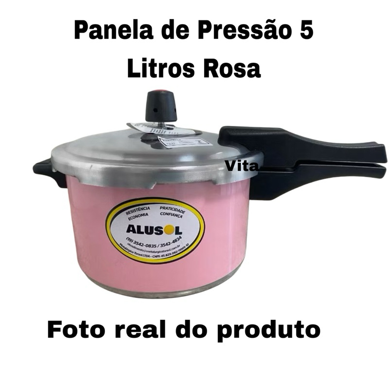 PANELA DE PRESSÃO 5,0 LITROS - FECHAMENTO EXTERNO - ROSA