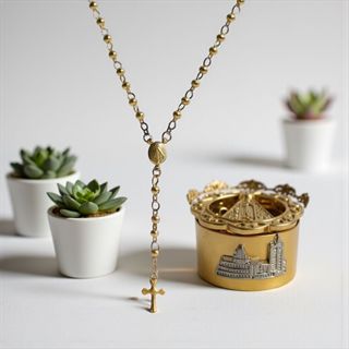 Terço Relicário Nossa Senhora Aparecida Dourado em Oferta na Shopee