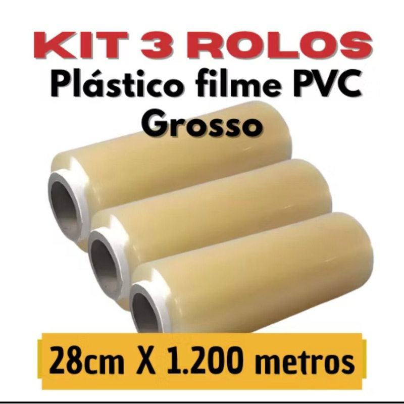 kit Bobina Plastico De Filme Pvc 28cm X 400 METROS ESTICAVEL
