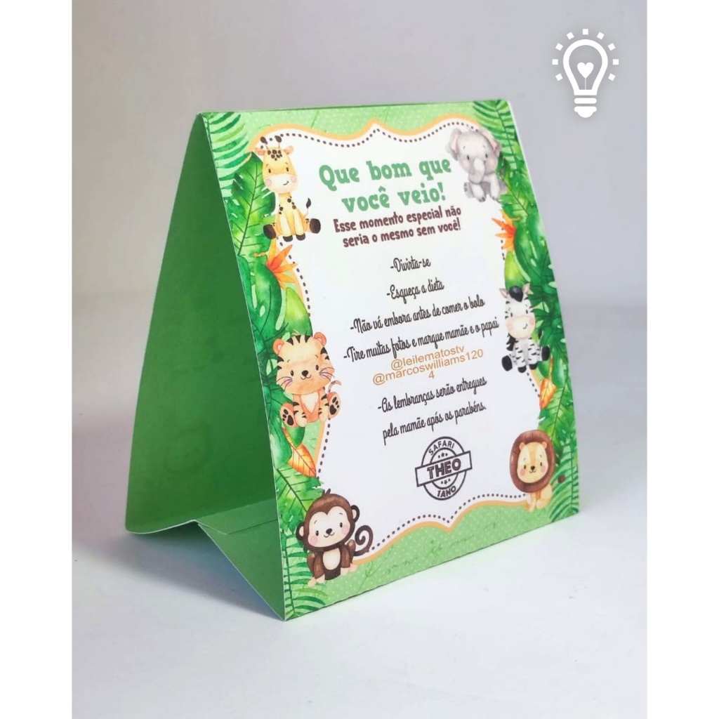 Plaquinha de agradecimento de mesa Safari\ enfeite de mesa Safari \Centro de mesa Safari