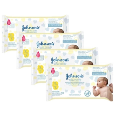 Kit 4 Lenços Umedecidos JOHNSON'S® Baby Recém Nascido 48 unidades Johnson's - Total de 196 unidades