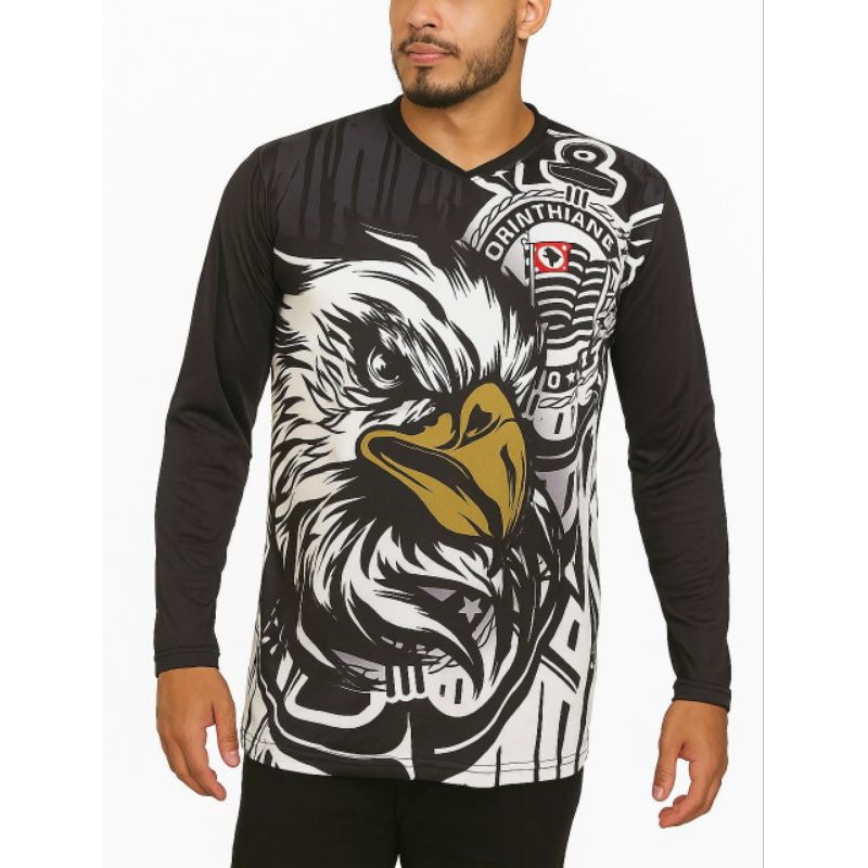 Manga Longa Gaviões da Fiel Preta Nova em Oferta na Shopee