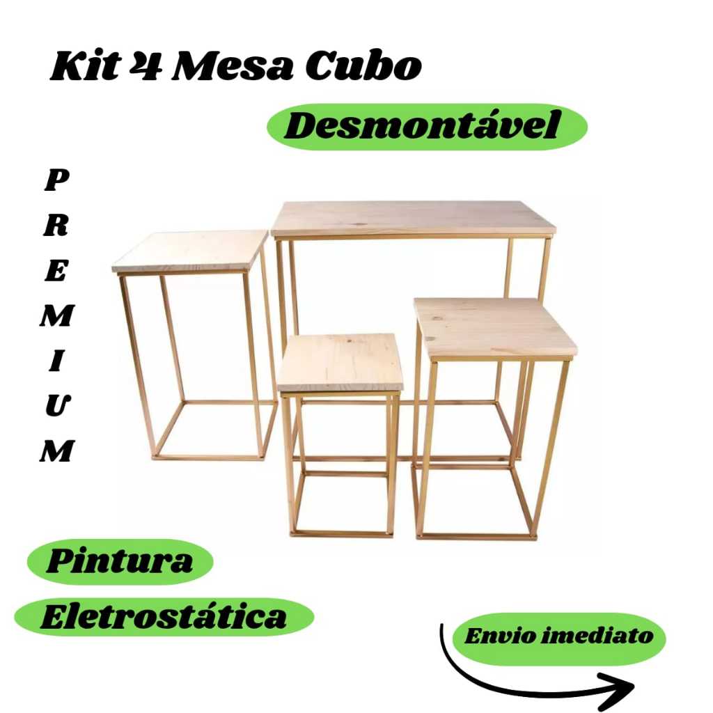 Kit Festa Cubo 4 Peças Cor Dourado - Envio em 1 dia em Oferta na Shopee