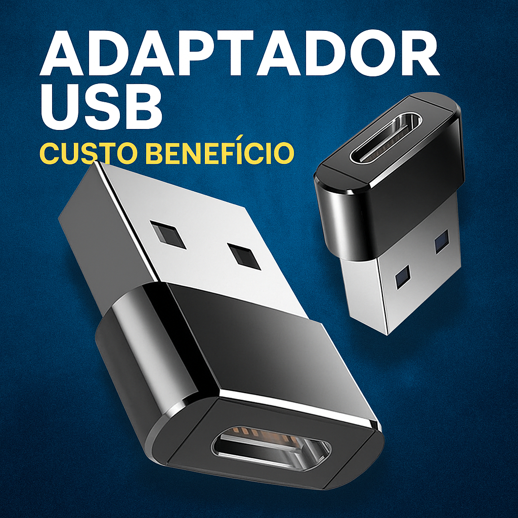 Adaptador USB para Tipo C Conversor Macho para Fêmea Carregamento e Dados