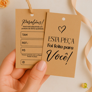 Etiqueta para Roupa Papel Kraft Tag Ecológico 9x5cm - Design Elegante com Frase Motivacional - Pronta Entrega em Oferta na Shopee