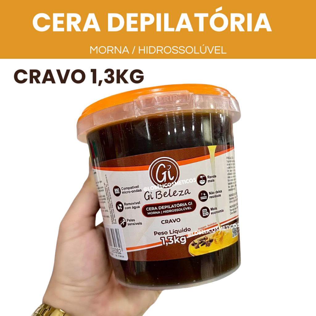Cera Depilatória Cravo 1,3kg Profissional | Rende Mais | Peles Sensíveis Hidrossolúvel