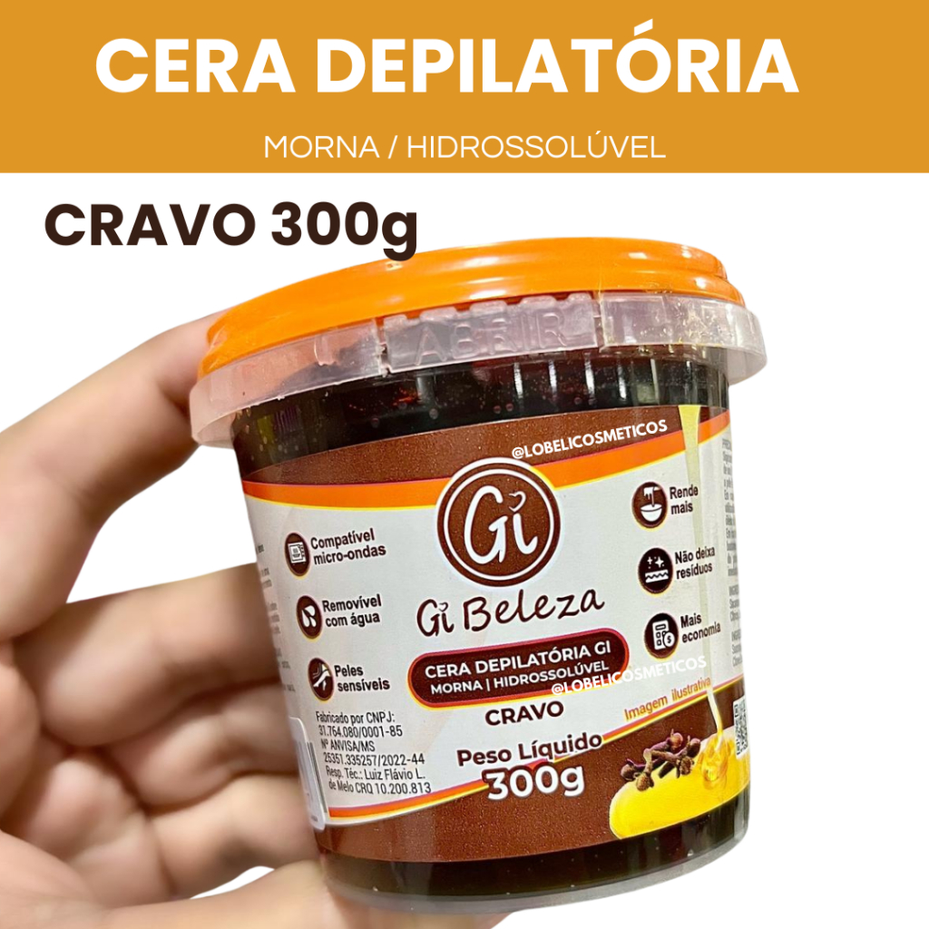 Cera Depilatória Cravo 300g Profissional | Peles Sensíveis | Hidrossolúvel em Oferta na Shopee