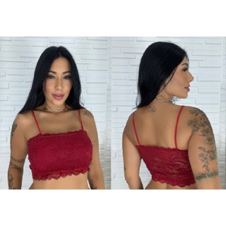 Kit 3 Top faixa de Renda sem bojo Cropped Blusinha feminino ideal para o dia dia Conforto e Estilo. em Oferta na Shopee