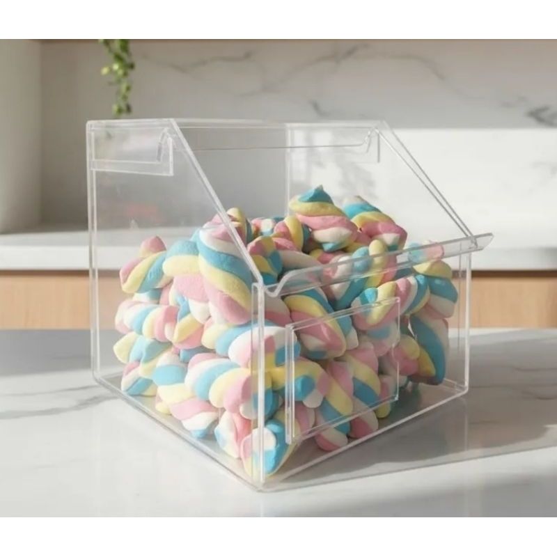 10 Potes de acrilico com tampa de correr para sorveteria e açai 17x17x17 em Oferta na Shopee