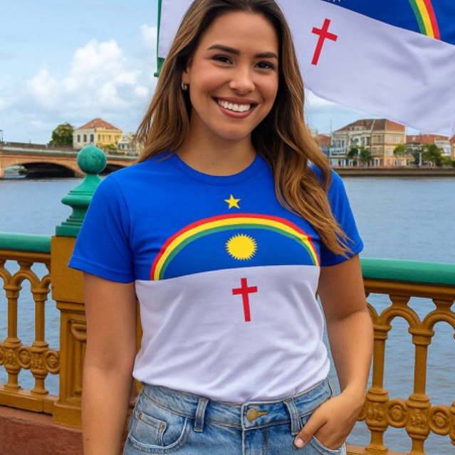 Camiseta feminina babylook T-shirt blusa algodão bandeira de Pernambuco nordeste pernambucana em Oferta na Shopee