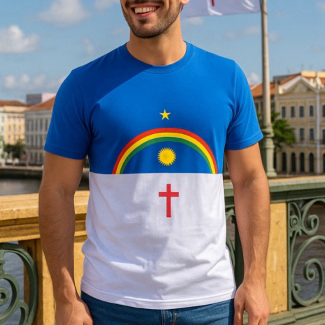Camiseta masculina T-shirt algodão bandeira de Pernambuco cultura nordestina camisa em Oferta na Shopee