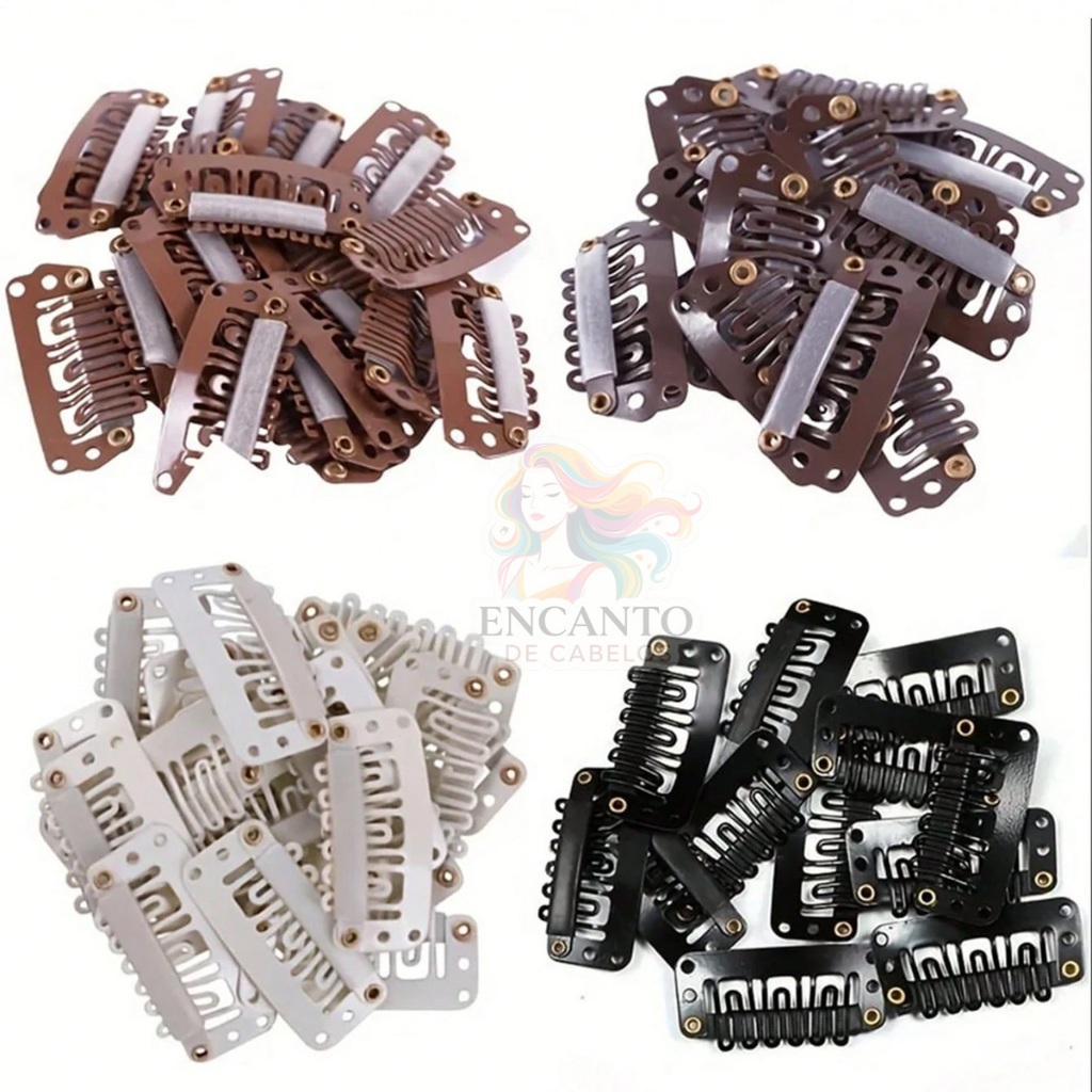 Presilhas Tic Tac de Metal p/ Mega Hair e Alongamento–Clipe de Pressão Reforçado | 10/20/50/100 Unid