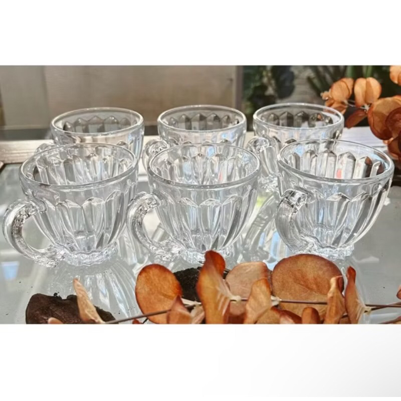 Xícaras Chá Café 200ml Itália Clear Jogo 6 Peças Transparentes Cristal Luxuoso Delicado