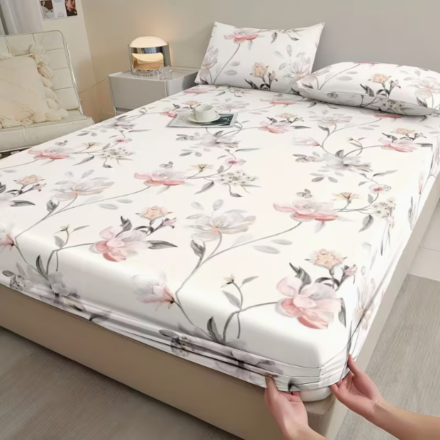 Lençol 400 Fios Micropercal Estampado + Fronhas Tecido Leve Acetinado Estampas Sortidas