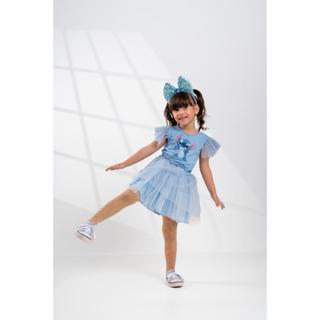 Fantasia Infantil Vestido Stitch Azul Claro com tiara em Oferta na Shopee