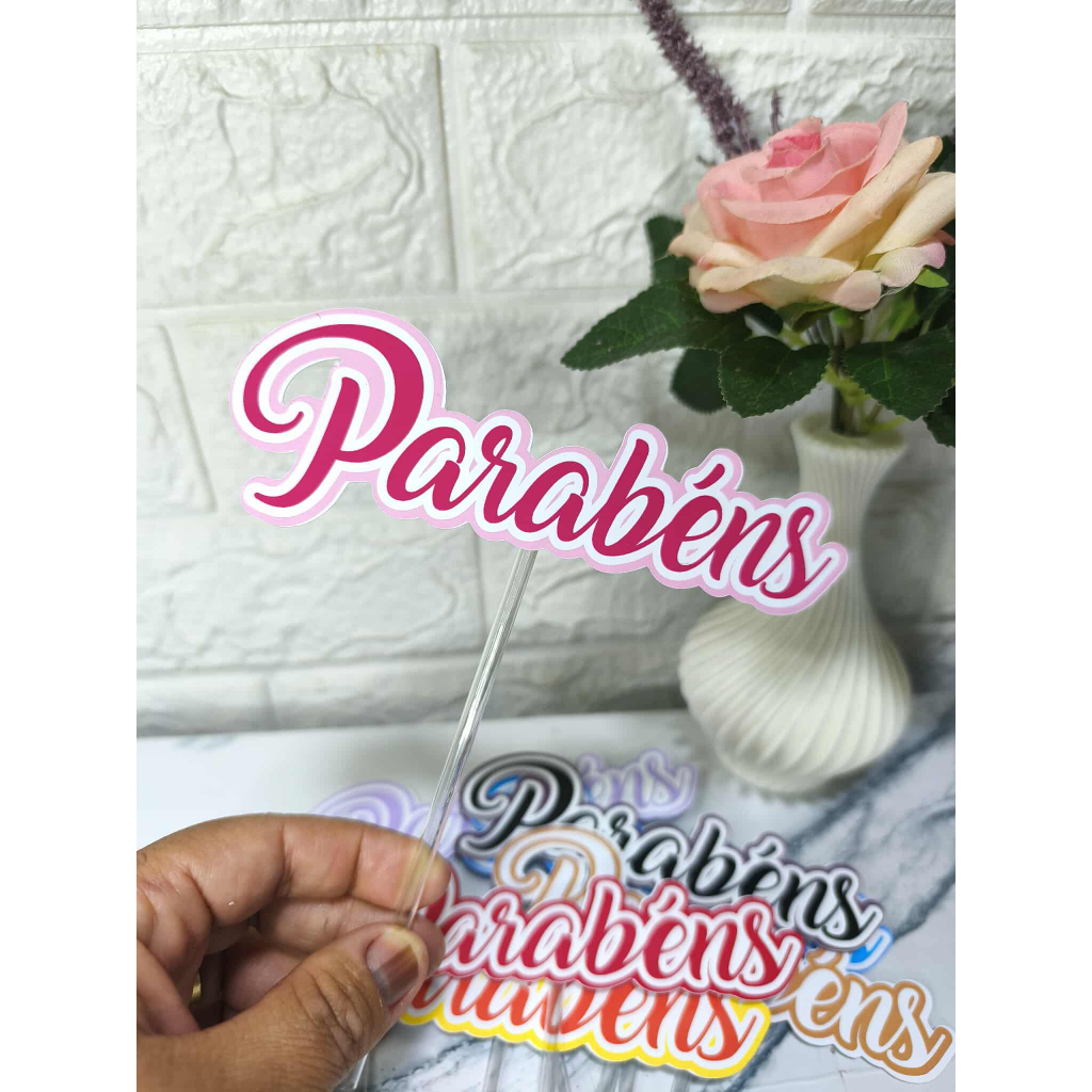 Kit 10 Topos de Bolo Plaquinhas Parabéns✨ENVIO IMEDIATO -