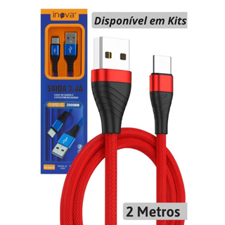 Cabo Carregador Android Tipo C Rápido Turbo Reforçado 2 Metros Cores Inova em Oferta na Shopee