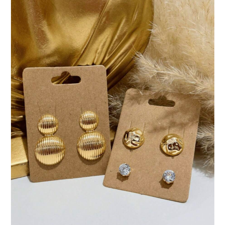 Kit 3 Pares Brinco Fashion Super Estiloso Leve e Confortável
